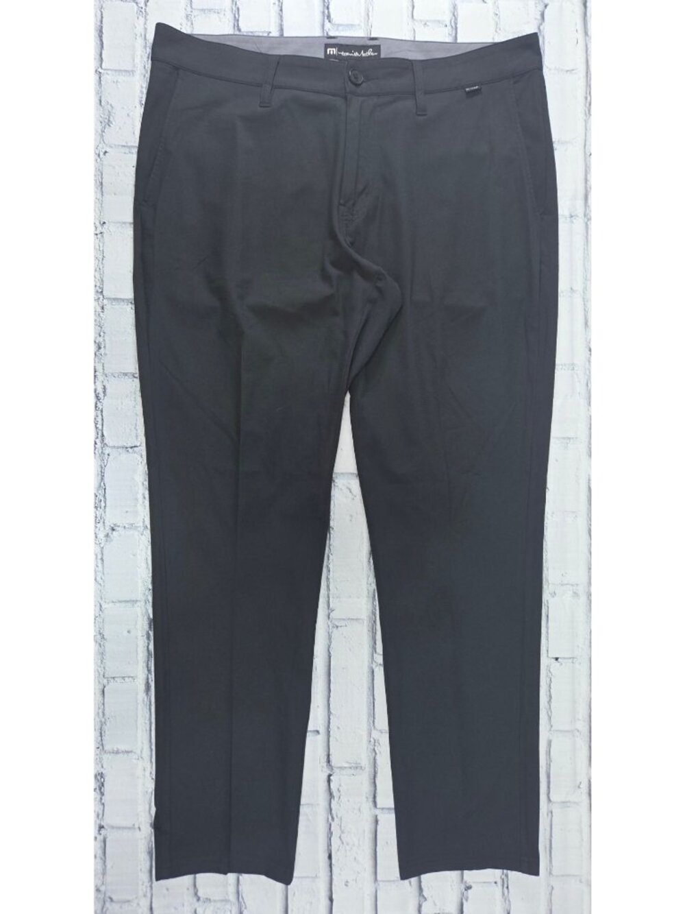 Travis Mathew Mens Black Chino Pants Size 34 Slim Fit Polyester Spandex Blend